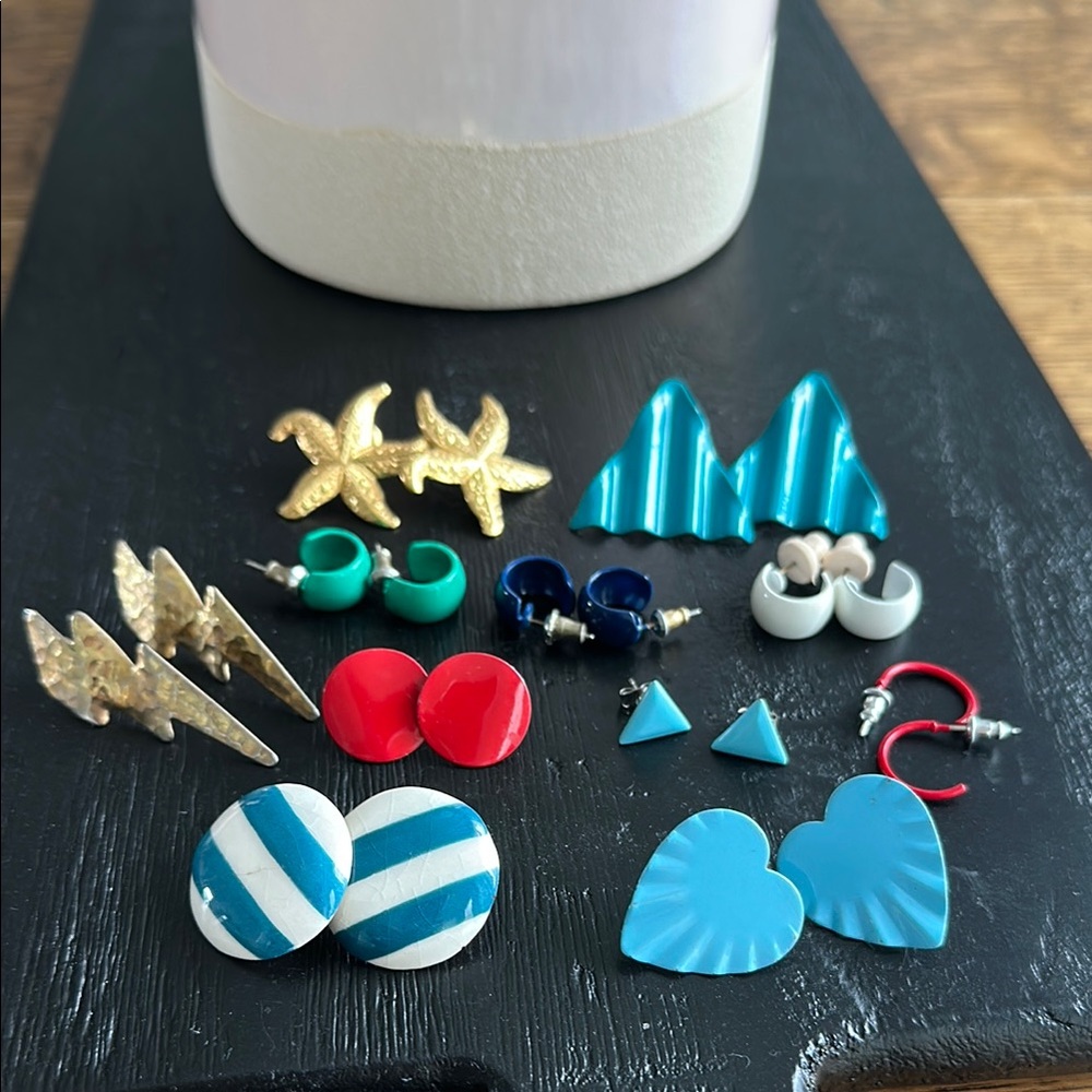 Earring Bundle Colorful Fashion Earrings 11 Pairs w/ Backs